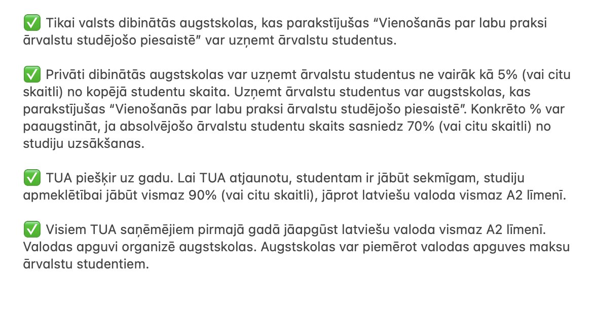 🚨 Ja kāds patiesi vēlas organizēt stingru, taisnīgu migrācijas politiku valstī. Piedāvāju dažus priekšlikumus diskusijai par iespējamiem risinājumiem.

⬇️ Šoreiz tikai par ārvalstu studentiem. Nākamo reizi par citām jauniebraucēju grupām. #migrācija