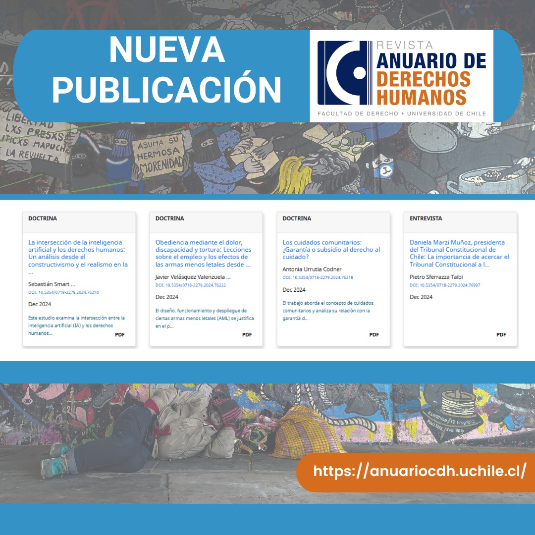 📢 NUEVA PUBLICACIÓN: Anuario de Derechos Humanos (Vol 20. N°2 año 2024) <a href="/anuarioddhh_uch/">Anuario de Derechos Humanos</a>

💻 ¡Te invitamos a leer nuestra revista académica de forma gratuita y online!
anuariocdh.uchile.cl