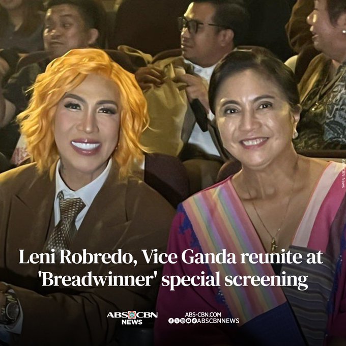 PaPiPh50823's tweet photo. In a speech after the block screening of #AndTheBreadwinnerIs, #ViceGanda drew parallels between the film's protagonist and #FVPLeniRobredo, thanking her for being a "breadwinner" for the nation. ππΈ https://t.co/xNDqmM0O92