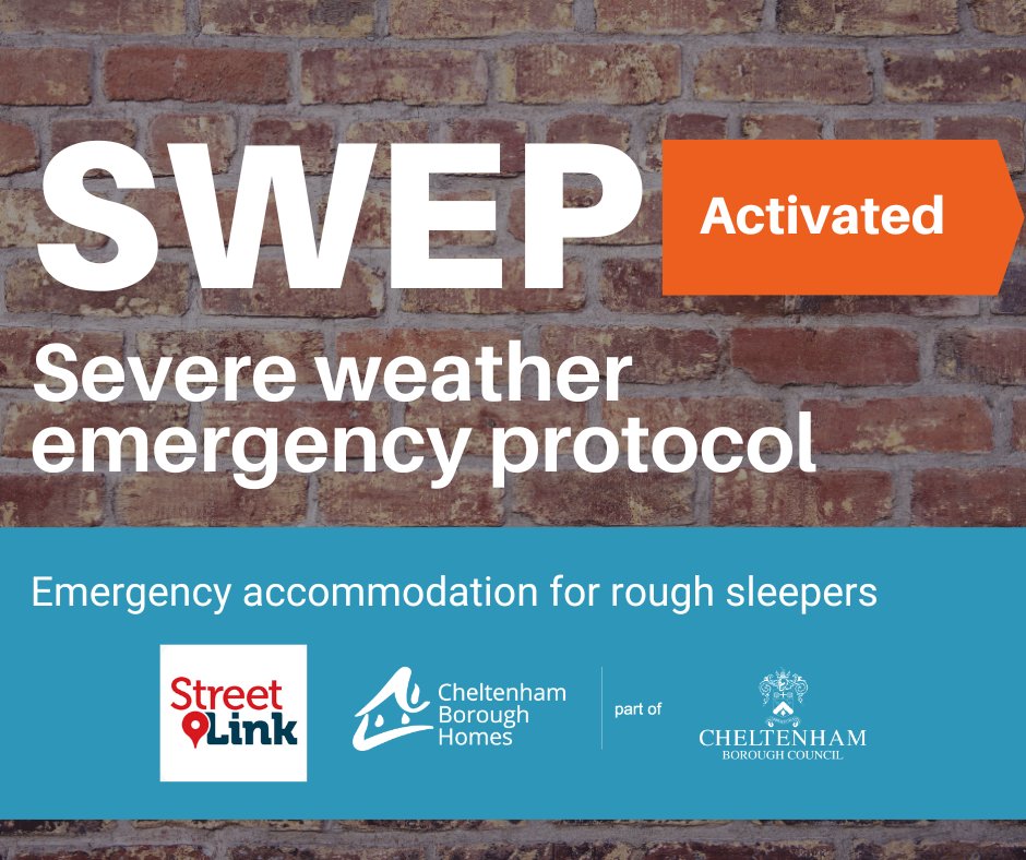 Due to a yellow warning of snow and ice, our Severe Weather Emergency Protocol (#SWEP) will be active until Monday 6 January.

If you are worried about a rough sleeper - at any time of the year - let us know via <a href="/Tell_StreetLink/">StreetLink</a> 
thestreetlink.org.uk