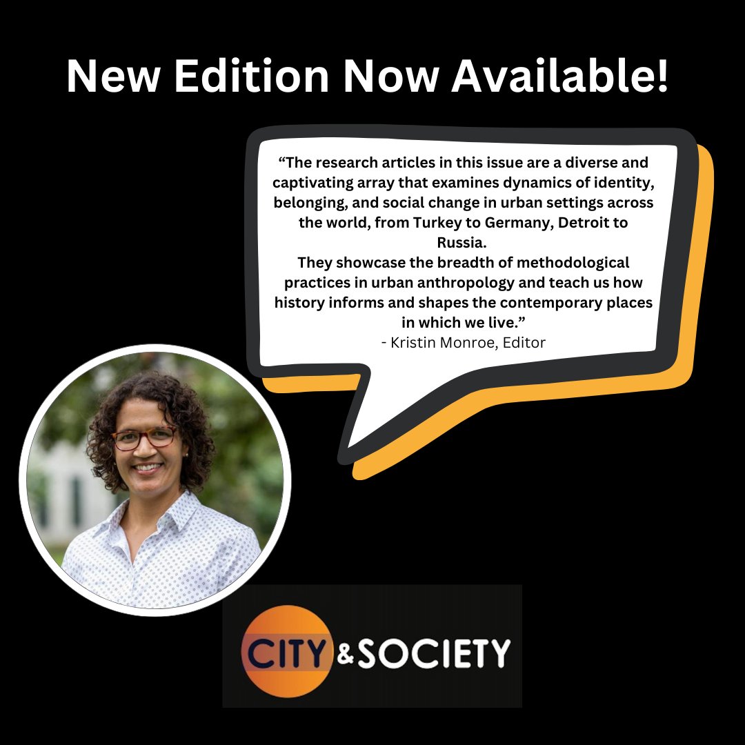 Check out the latest edition of City &amp; Society now available online through anthrosource! Volume 36, Issue 3 can be found @ anthrosource.onlinelibrary.wiley.com/journal/154874…