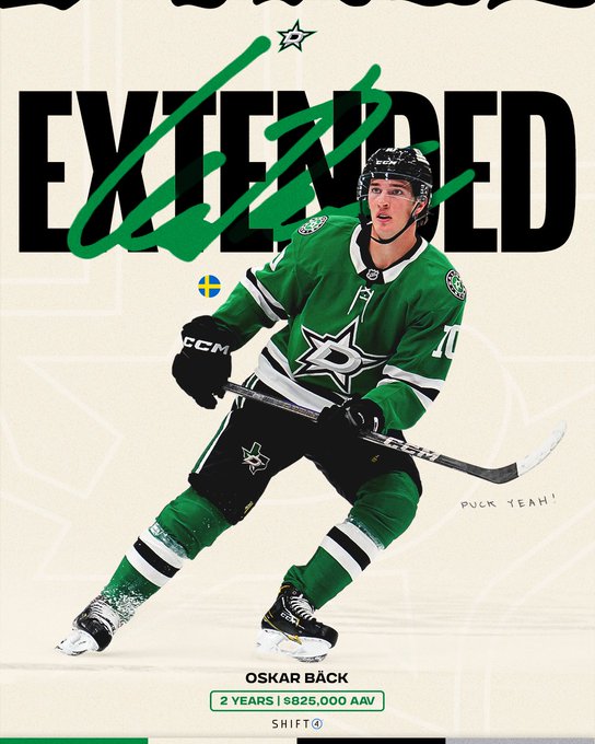 Extended Oskar Bäck 2 years $825k aav