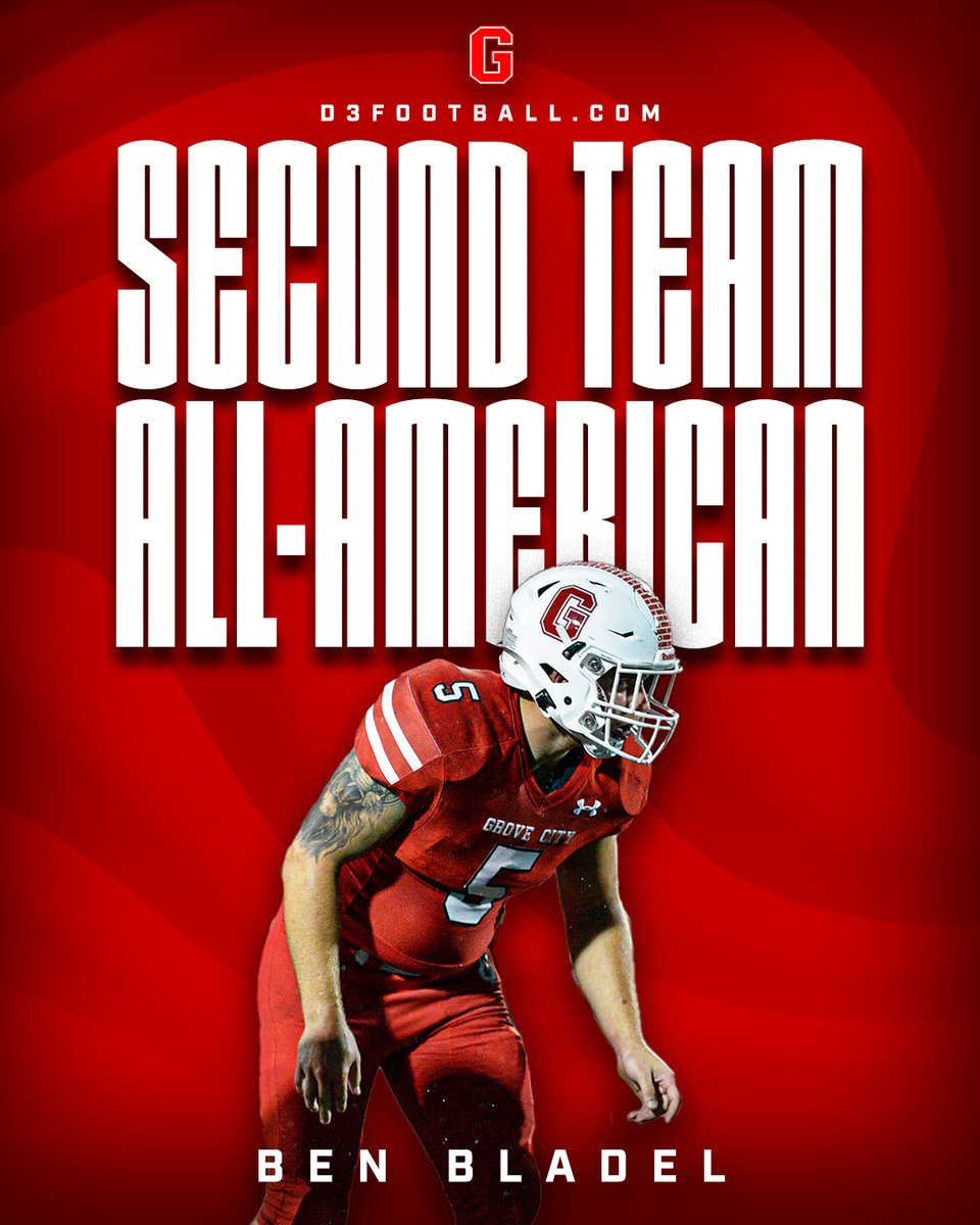 𝗦𝗘𝗖𝗢𝗡𝗗 𝗧𝗘𝗔𝗠 𝗔𝗟𝗟-𝗔𝗠𝗘𝗥𝗜𝗖𝗔𝗡 🏈

<a href="/GCC_FB/">Grove City Football</a>'s Ben Bladel has been named Second Team All-American by D3football.com!

#WolverinesTogether
