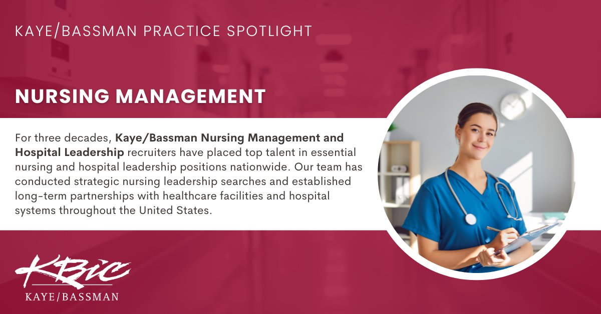 kayebassman's tweet image. Our Nursing Management team specializes in identifying top leaders to fill critical roles in healthcare organizations nationwide. Let us help you find the talent you need to make a difference. 

#KBIC #NursingManagement #HealthcareRecruitment

kbic.com/recruiting/nur…