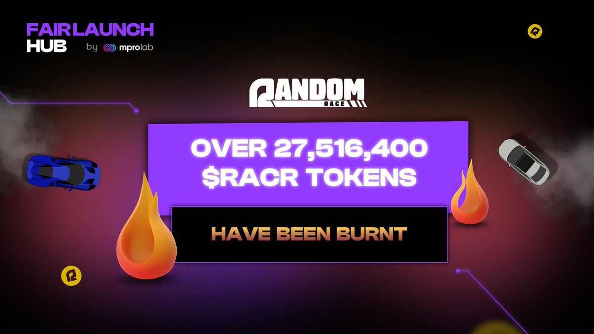 random_race's tweet image. 🔥 Big Burn Update! 🔥 

Over 27,516,444 $RACR have been burned, removing nearly 10% of the initial supply from circulation!

This deflationary burn keeps $RACR scarce and the community strong. Who’s ready for the next chapter of the race? 🏎️ 💨