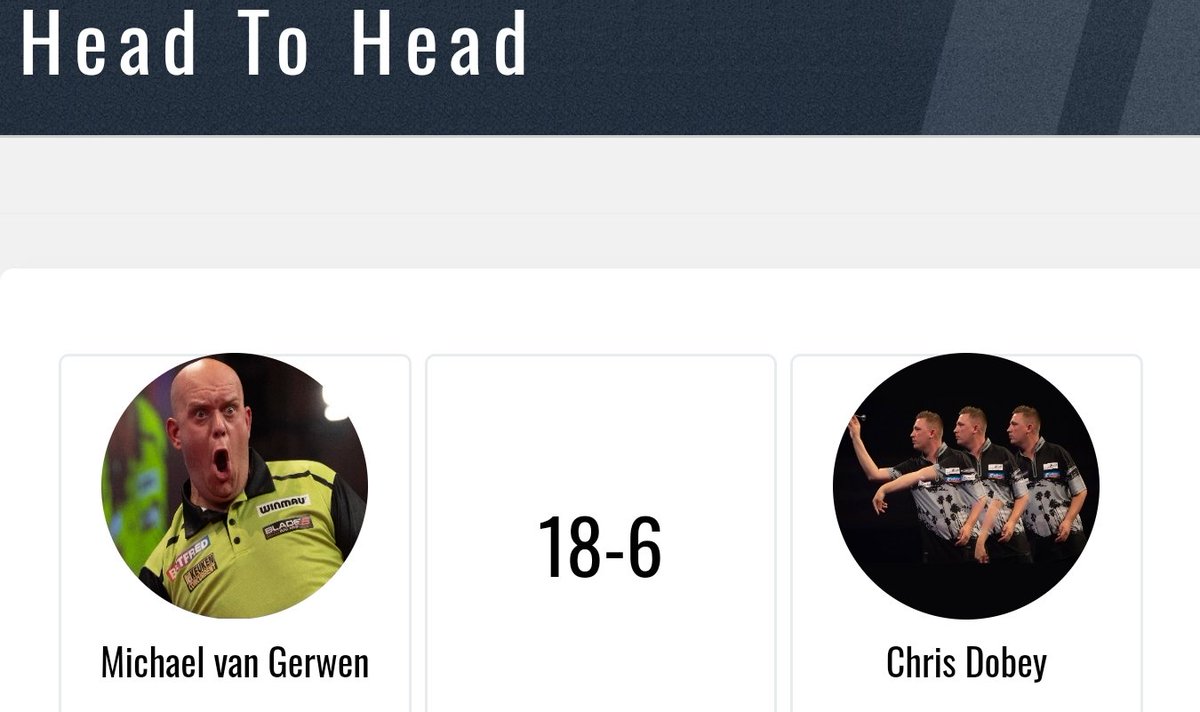 DartsDatabase's tweet photo. 🎯 | 18
Wins for MVG over his opponent this eveing.
🏴 Chris Dobey has won 6, including their most recent major enounter at the Grand Prix.
🇳🇱 Michael defeated Hollywood on the Ally Pally stage in December 2022.
#dartsdatabase #DartingByNumbers
H2H https://t.co/k6ri3iwKZz https://t.co/XaA7FhP0AI