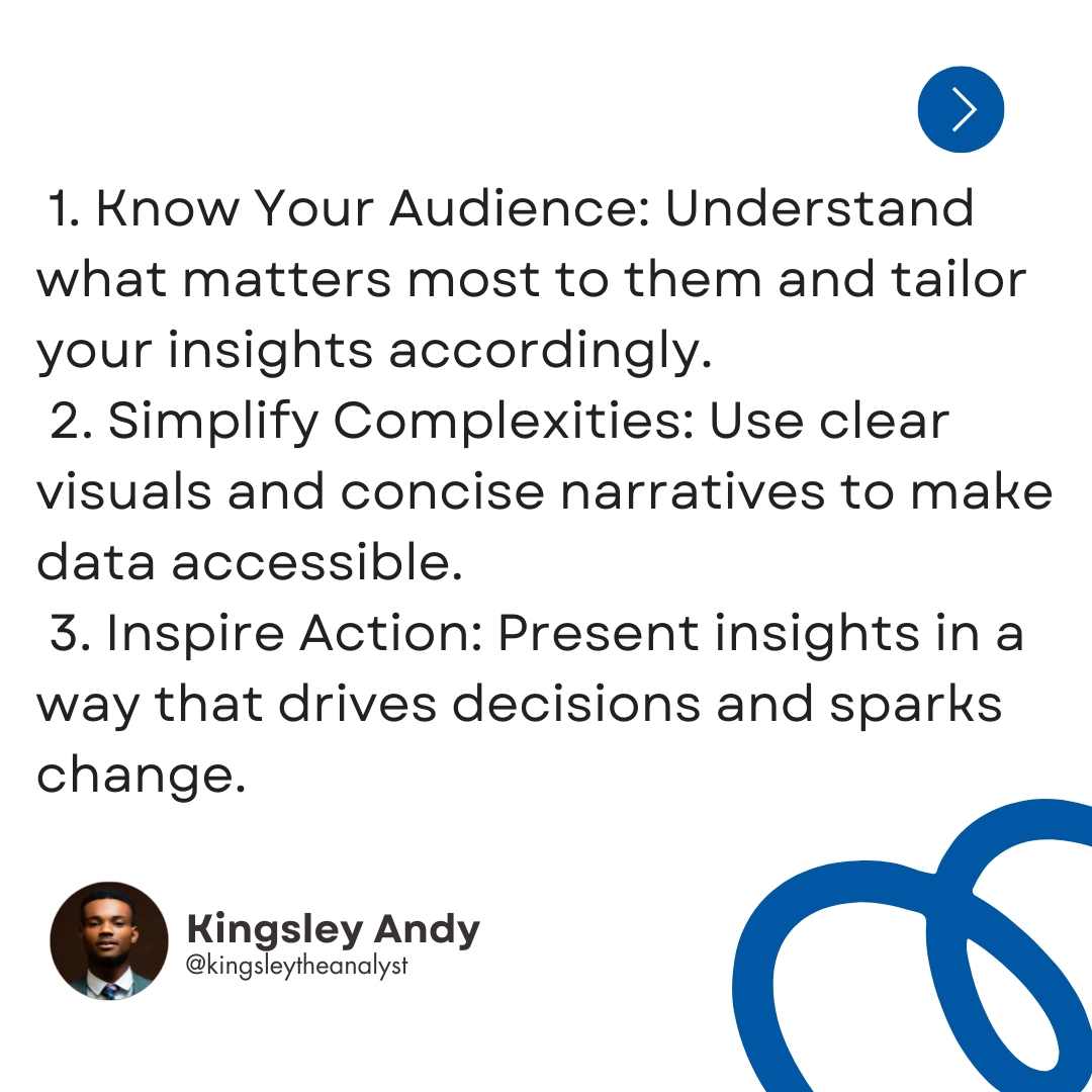 Kingsley__Andy's tweet image. Your dashboard should tell a story, whether you’re there to guide your audience or not.
Data storytelling is what transforms analysis into impact. Let’s grow together!
Here are three ways to enhance your storytelling skills
#KingsleyAndy #Kingsleytheanalyst