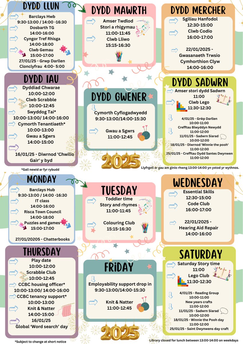 Beth sy'n digwydd Llyfrgell Rhisga - Ionawr 2025
What's on at Risca Library - January 2025 

✨❄️☕️📚☕️❄️✨