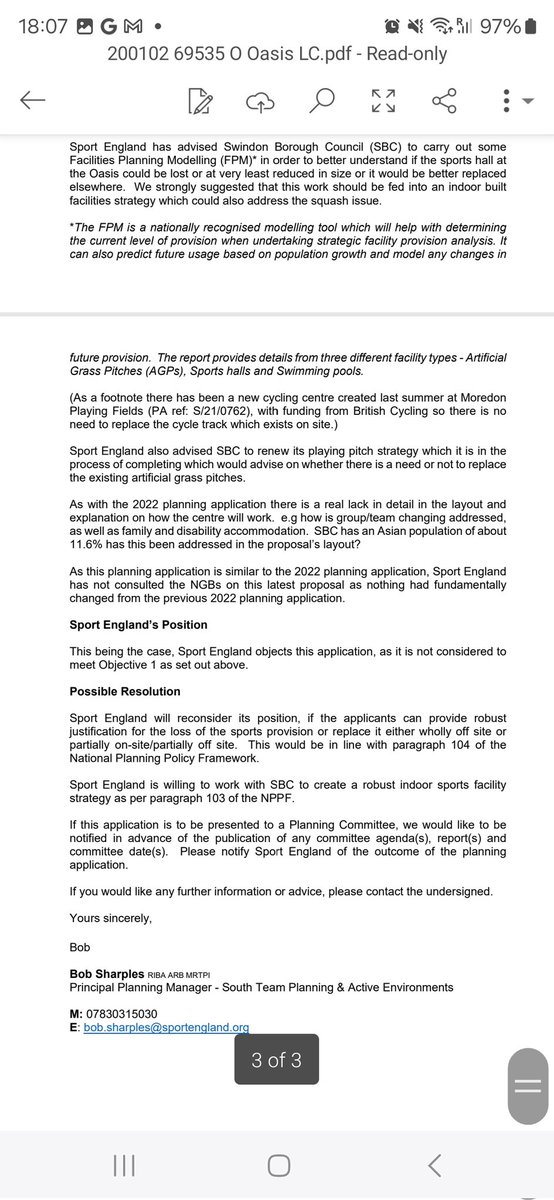 Big news just in today - As expected, <a href="/Sport_England/">Sport England</a> have just formally submitted their objection to <a href="/SwindonCouncil/">Swindon Borough Council</a> for the proposed loss of the Oasis Leisure Centre Sports Hall.

<a href="/swindonadver/">Swindon Advertiser</a> <a href="/alltheeights/">david norris</a> <a href="/AdverNewsAT/">Aled Thomas</a> <a href="/Heidi_Labour/">Heidi Alexander MP</a> <a href="/BBCWiltshire/">BBC Wiltshire</a> <a href="/DanWood_Adver/">Daniel Wood</a> <a href="/DanielCllr/">Cllr Daniel Adams</a>