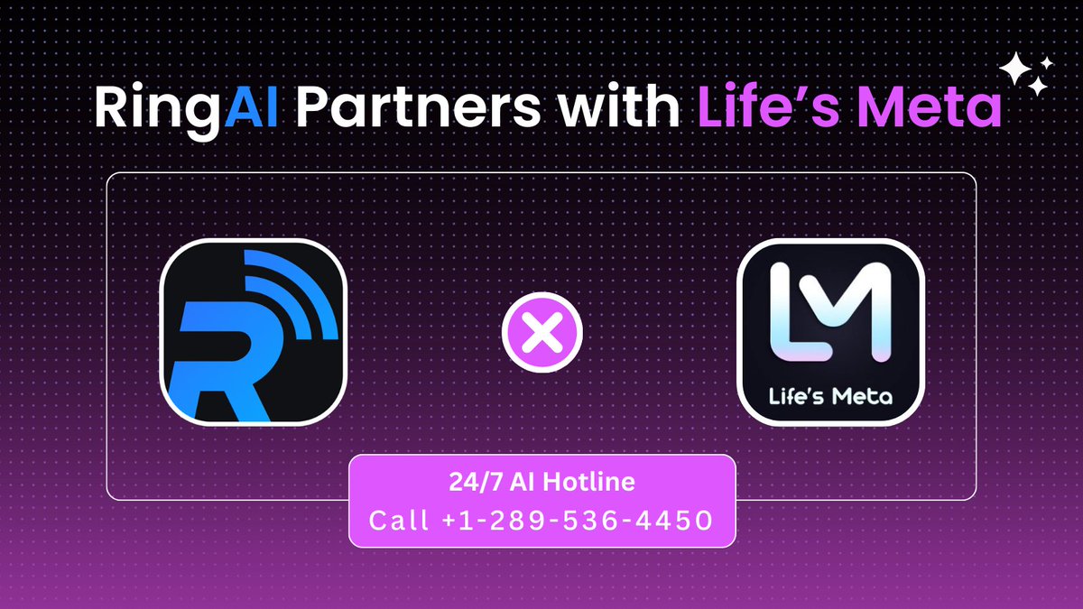 TryRingAI's tweet image. 📢 Exciting Collaboration!

RingAI proudly partners with Life’s Meta (@lifesmeta) to redefine user experiences through cutting-edge AI-powered voice assistance. 🌟

📞 For support, dial now: tryring.ai/explore#life-s…

#RingAI #LifesMeta #AI #Innovation