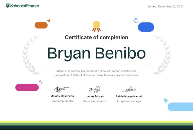 Just graduated from <a href="/schoolofframer/">School of Framer</a> and feeling empowered! ⚡ Learned valuable prototyping, interaction design, and animation skills to craft stunning websites in 2025.

Huge thanks to my amazing mentors, <a href="/Melocoder/">Melody</a> &amp; <a href="/realmosesjames/">James</a> , for their guidance! ✨

#schoolofframer