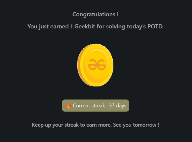 Mayank_kumar111's tweet photo. Day 49: Unstoppable Progress Reflecting on the milestones. Excited for what's next with #gfg160!

Shoutout @geeksforgeeks 

#CodingChallenge #160DaysOfCode #gfg160 #geekstreak2024 #Day49 #KeepCoding #StayMotivated #LearningJourney #CommitToGrowth #CodeEveryday #StayStrong #CodeOn https://t.co/LgInNRYAxe