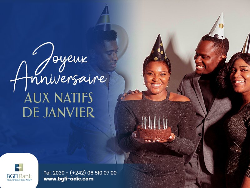 Joyeux anniversaire à tous les natifs de janvier ! Que ce mois marquant le début de l'année vous apporte bonheur, succès et de belles surprises.
#BGFIBank, votre partenaire pour l’avenir.
#janvier #anniversaire