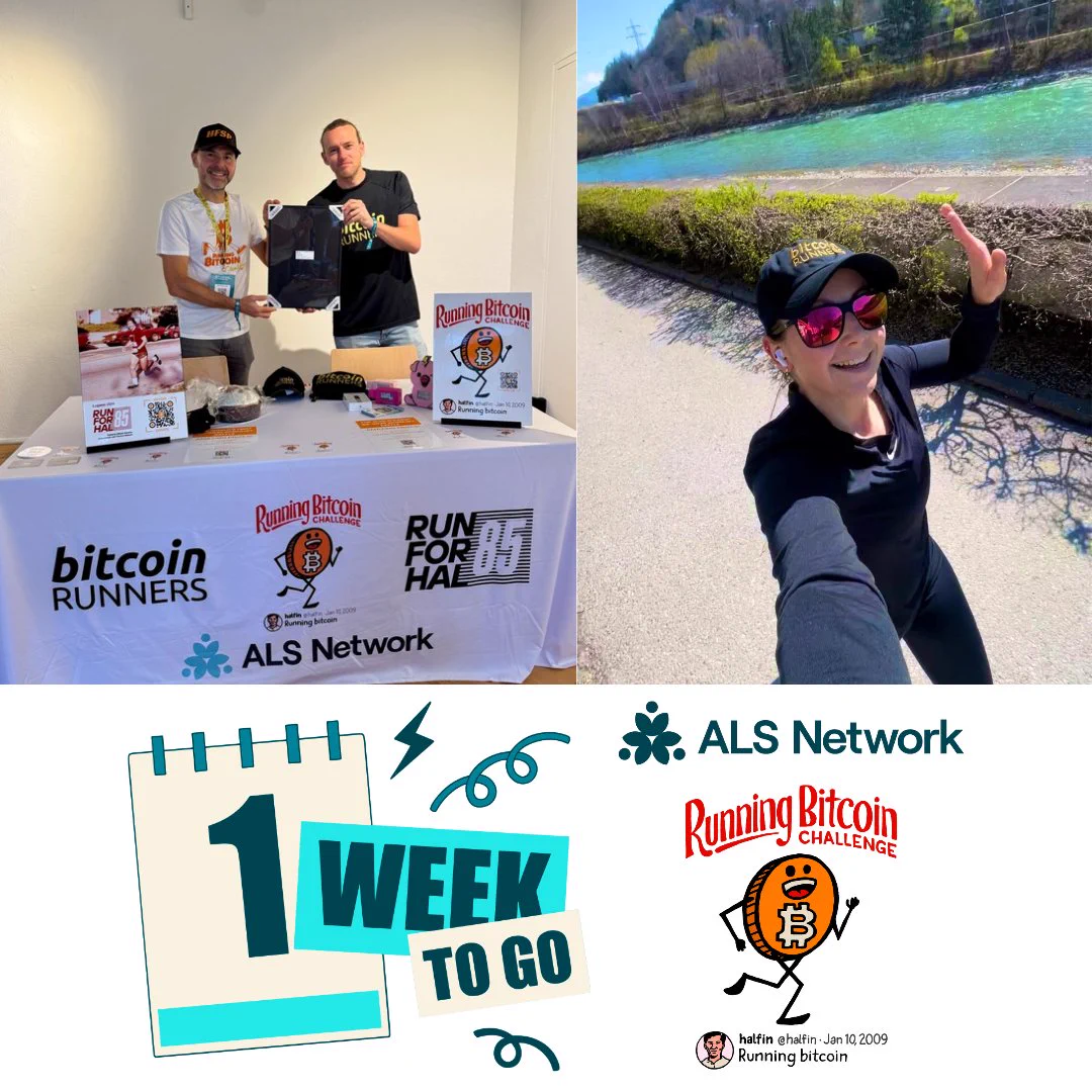1 week to go until the start of the ALS Network's 2025 Running Bitcoin Challenge!