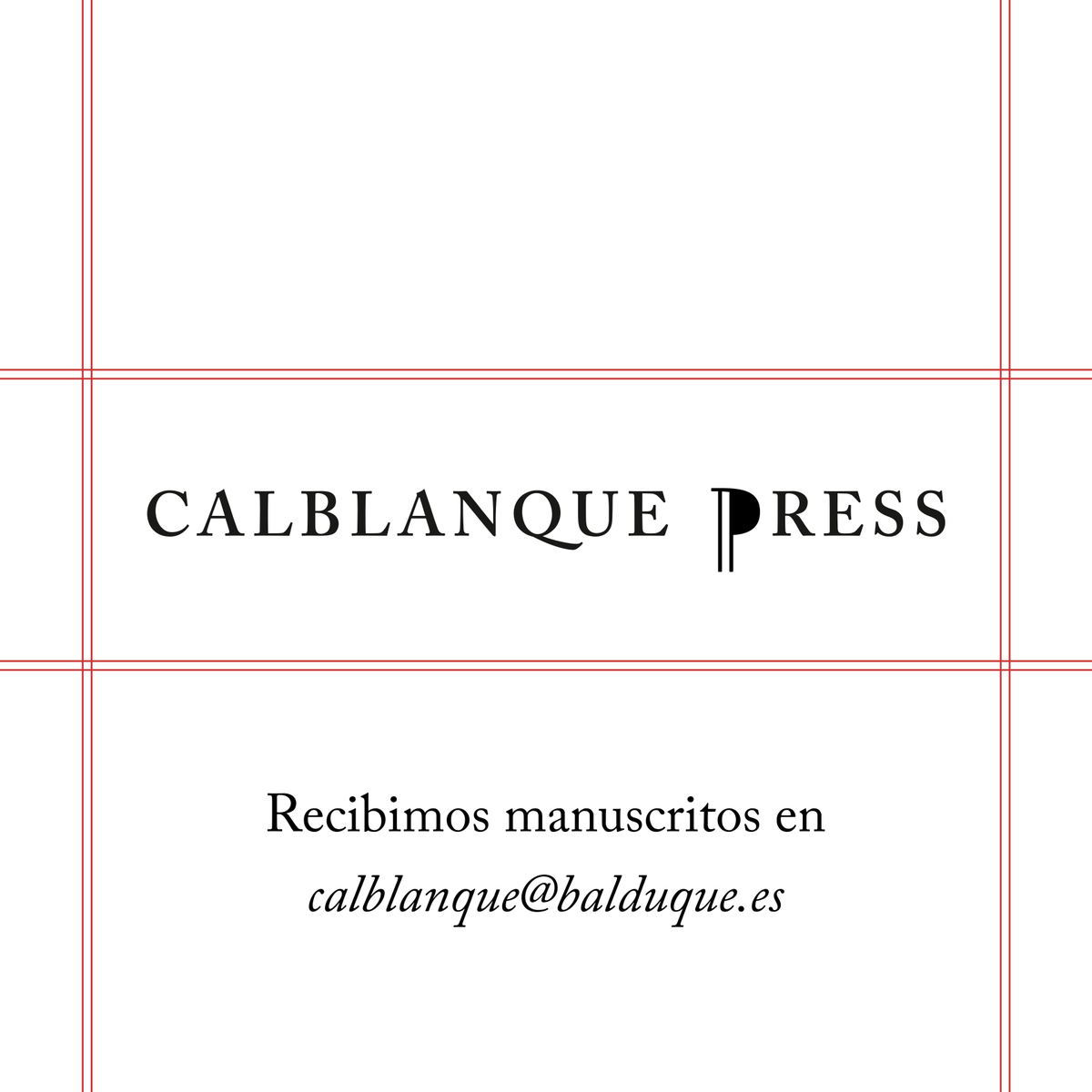 Desde nuestros servicios de edición, lanzamos Calblanque Press, una fórmula novedosa donde publicaremos libros de cualquier género literario. ¡Ojo!, ni es autopublicación, ni el autor tiene que comprar ejemplares, ni nada de eso. Pasamos filtro y recibimos manuscritos en