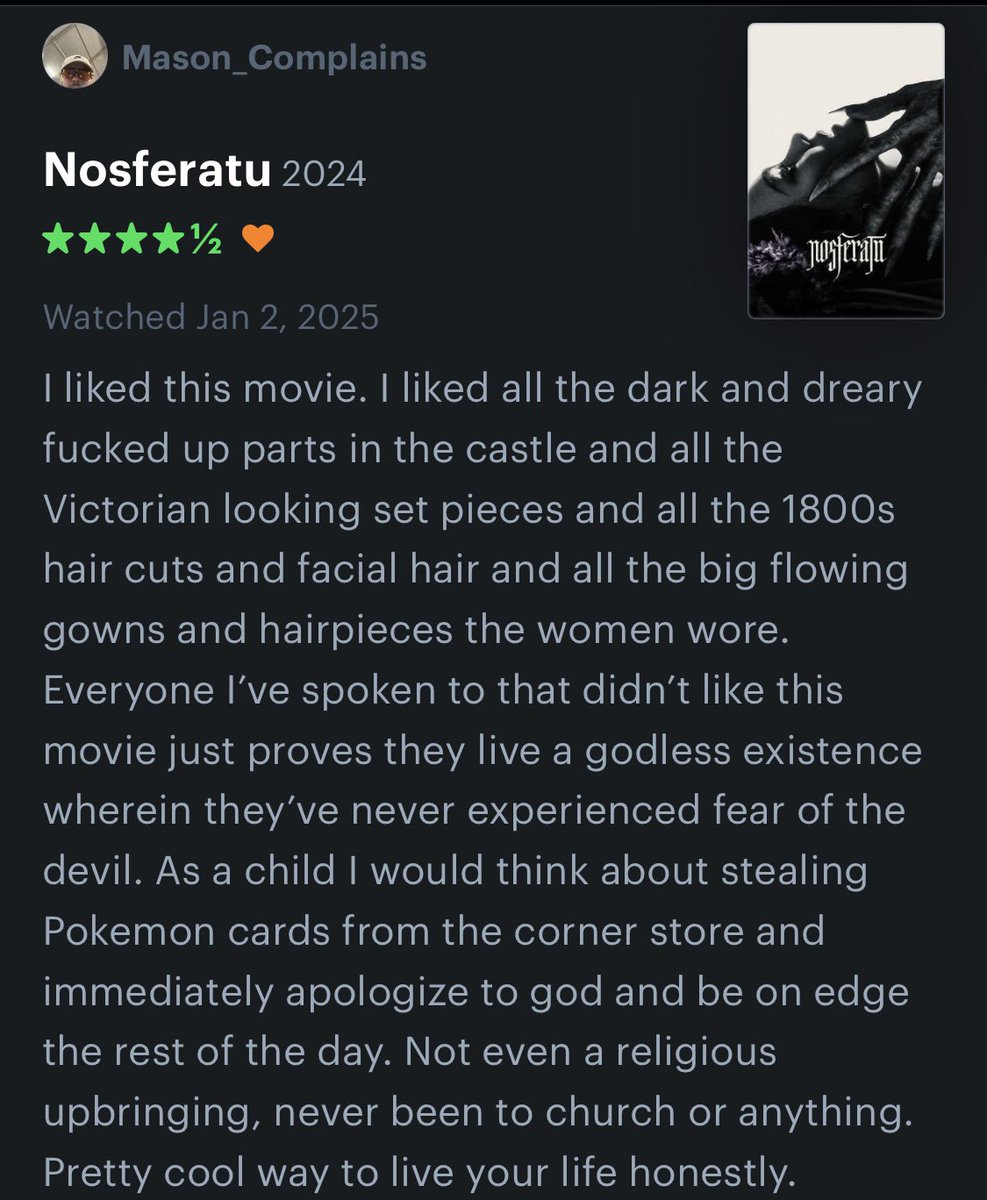 Mason_Complains's tweet photo. Sat with it for a day and went full stream of consciousness mode on the Nosferatu review https://t.co/MhIjIypGe7