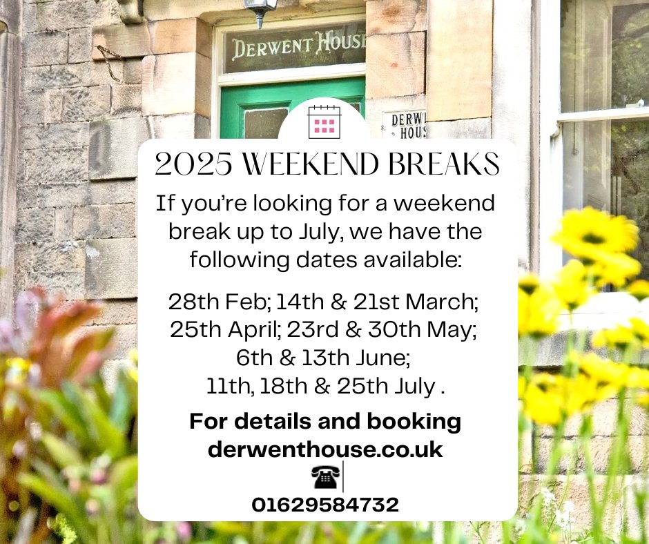 DerwentMatlock's tweet photo. If you're thinking of a weekend break with a group of friends or family, we have the following weekend  availability... https://t.co/ogL3vO90Hk