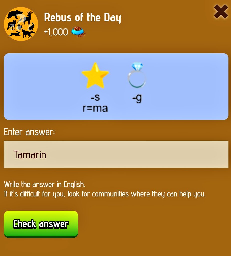 RubiMigration's tweet image. #ZOO Daily Code 🗓️ 02.01

Rebus of the Day : Tamarin
Riddle of the Day : Toucan

RETWEET 🔄
Follow

#zoomcodes #rebus #XEmpire #Muskempire