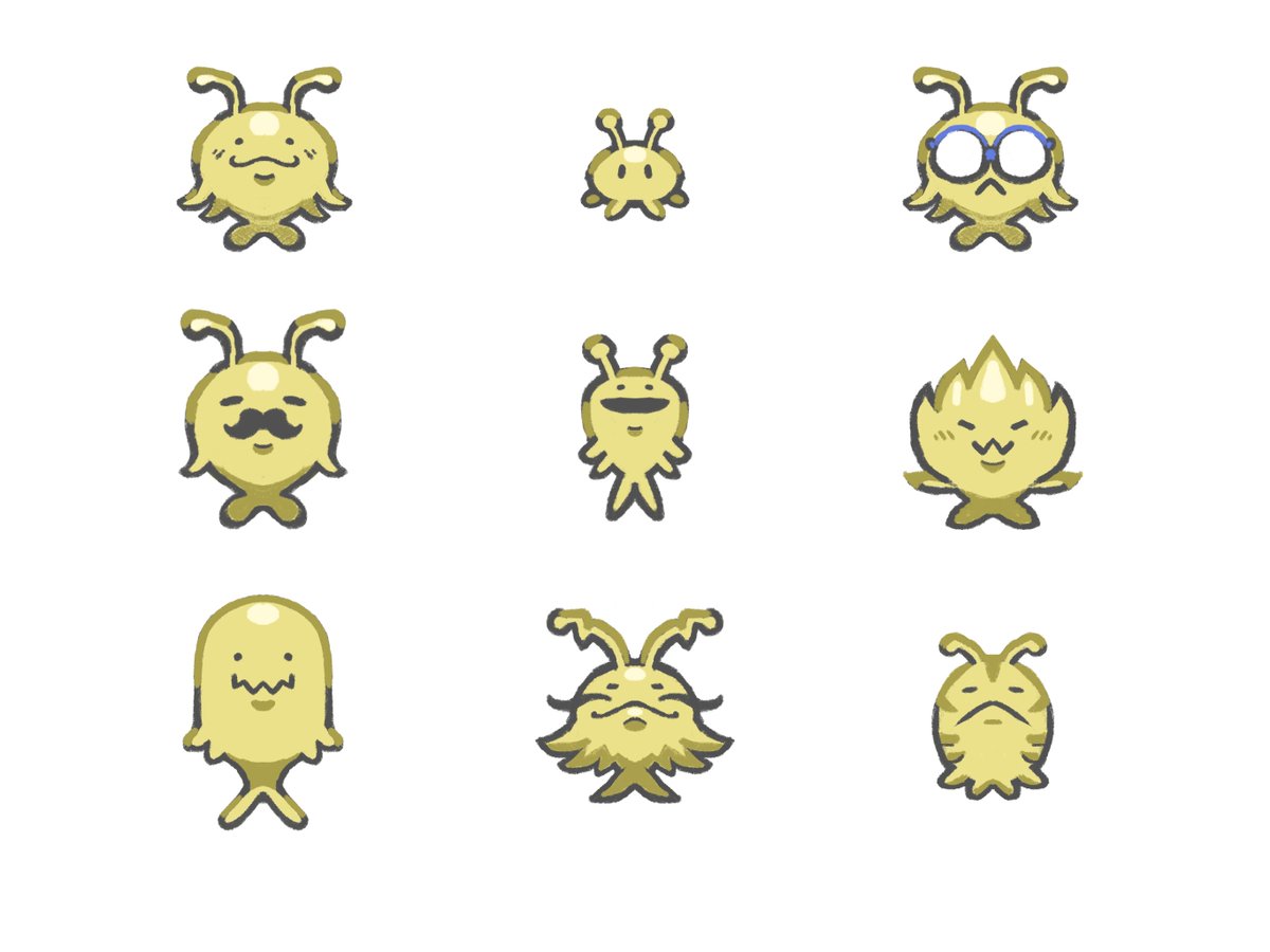 Sea creatures? No, I think they're some undocumented new lifeform! You'll need to find out for yourself in Sea Sniffers! ;) ✨

They seem to come in all kinds of personalities O: Which is your fav? #gamedev #conceptart