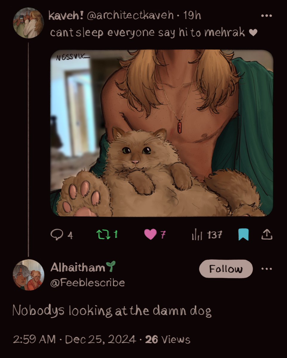 what dog? 🌱🏛️
#haikaveh #kavetham #kaveh #alhaitham