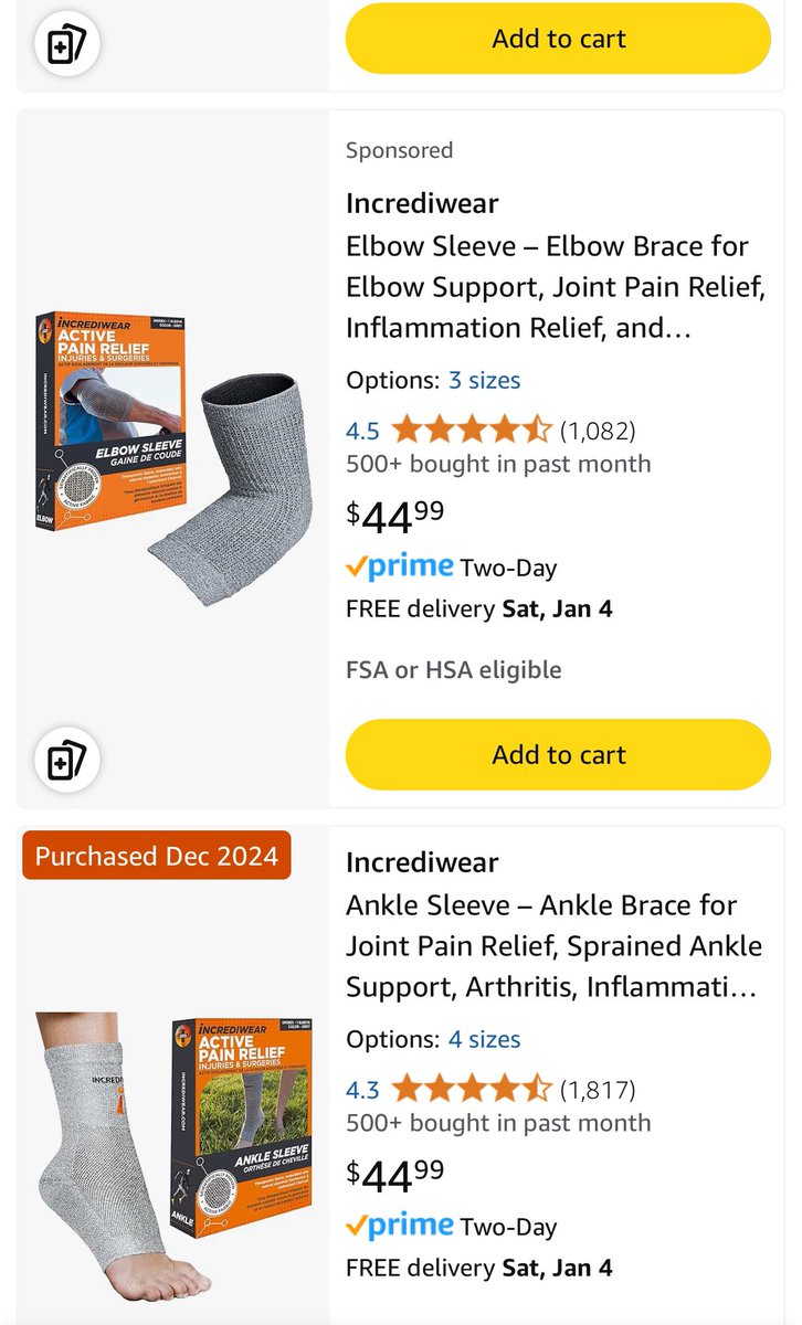 TaniaBradkin's tweet photo. @gunsnrosesgirl3 If you’re looking for fitness related products:
#1 @Incrediwear - so smart! if you’ve had an injury can’t say enough good things about this brand & their technology #liveincredibly
#2 TENS muscle stimulator by Nicwell care
Get both for $100 @amazon #HNY2025 #healthwealth https://t.co/MPqM7aNhfi