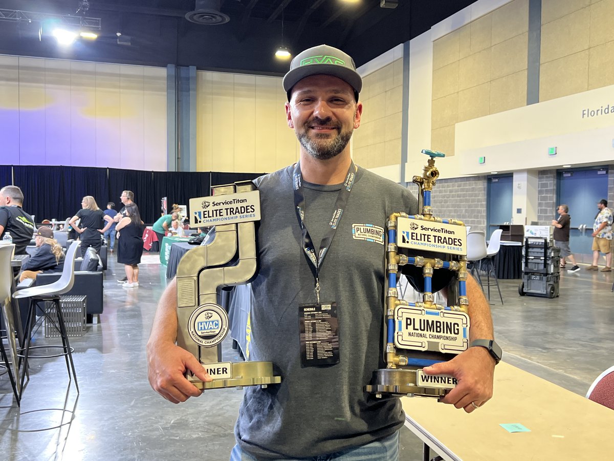 ServiceTitan's tweet image. Craig Childress makes history again!

Winning both the @HvacNationals and Plumbing National Championships for the second year in a row, he sets a new standard in the trades.

Read his inspiring story: servicetitan.info/40bvyIr

#ETCS #HVAC #ContractorLife