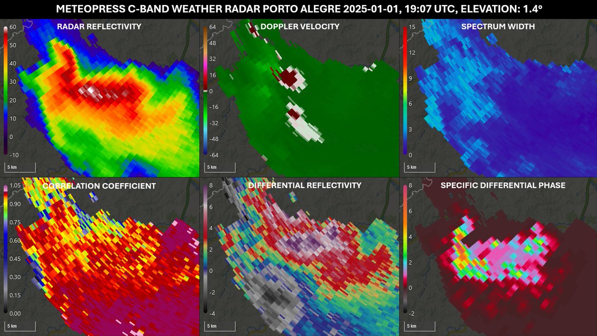 MeteopressEN's tweet photo. ⛈️This is the first supercell in 2025 that was captured by our weather radar in Porto Alegre yesterday. According to radar data, this supercell was accompanied probably by large hail up to 5 cm in diameter. 📡 https://t.co/SC1Whchqwm