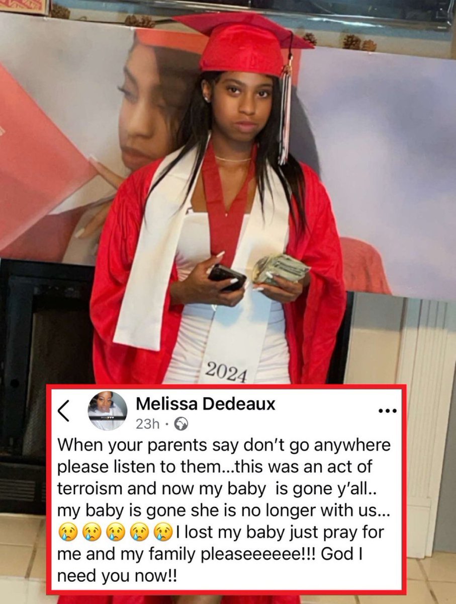 DailyLoud's tweet photo. The mother of 18-year-old Nikyra Dedeaux who was killed in the New Orleans terrorist attack shares a message for the youth:

"When your parents say don't go anywhere please listen to them" 🙏🕊️ https://t.co/BrsqFSNt5O