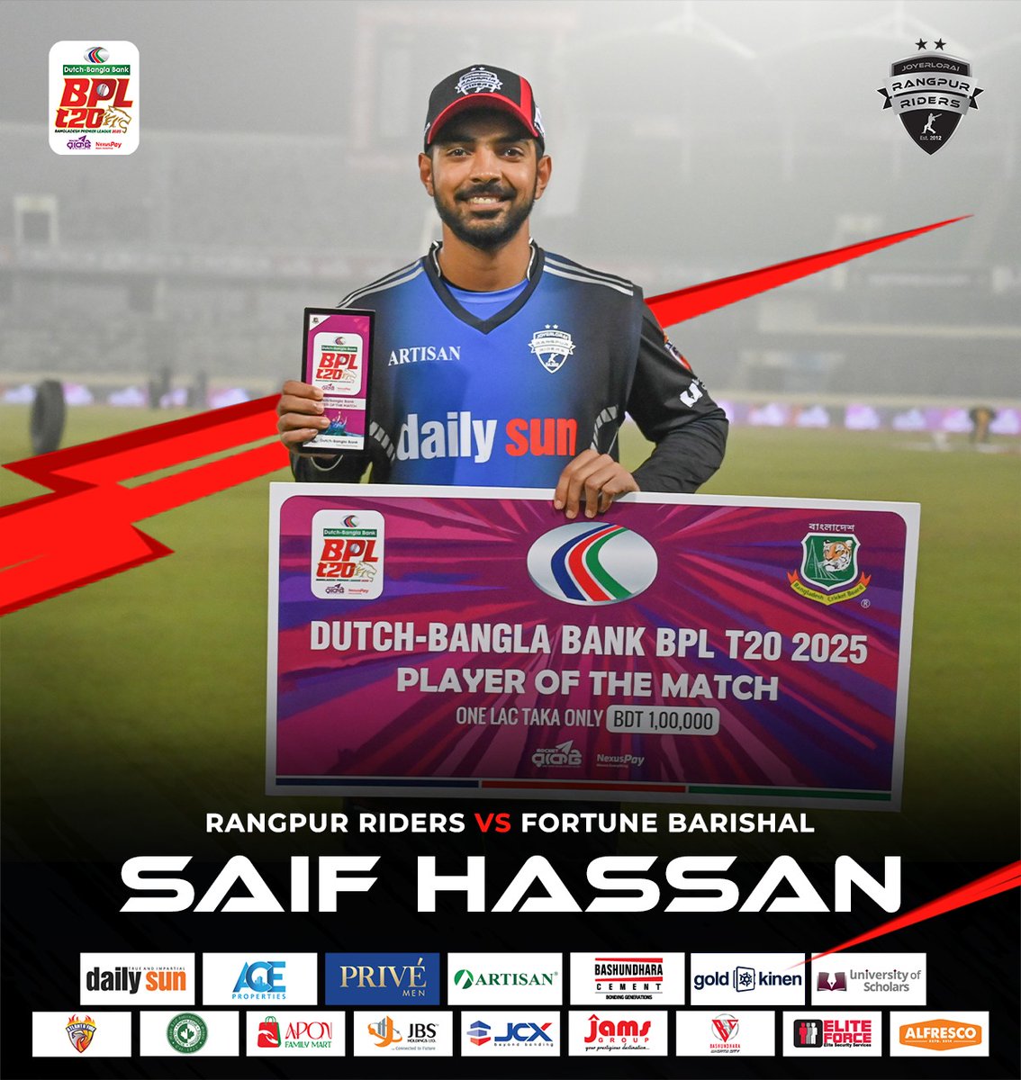 Joyerlorai's tweet photo. সেইফ গার্ড রাইডার সাইফ!

POTM | RR vs FB | BPL 2025

#rangpurriders #RRvsFB  #BPL2025 #saifhassan https://t.co/Lci6ESVCun