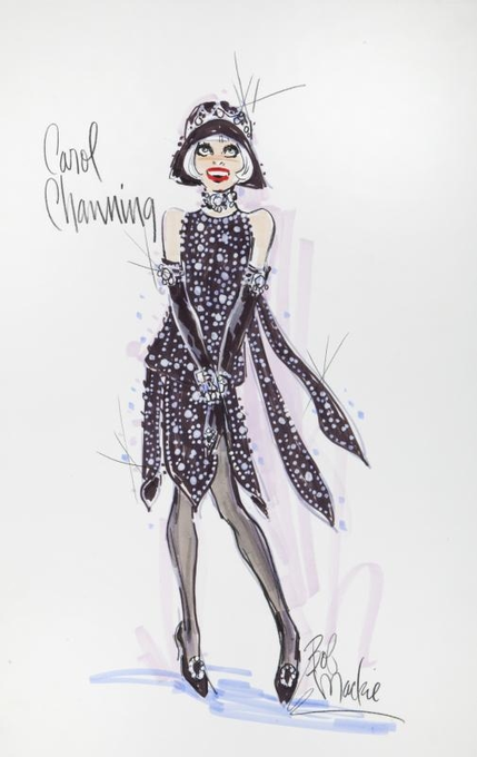 iShowTunes's tweet photo. A @BobMackie Costume sketch of #CarolChanning, in a #1920s #flapper dress, for the 1974 #Broadway Production of #Loreli. https://t.co/R3SdF9yVQj