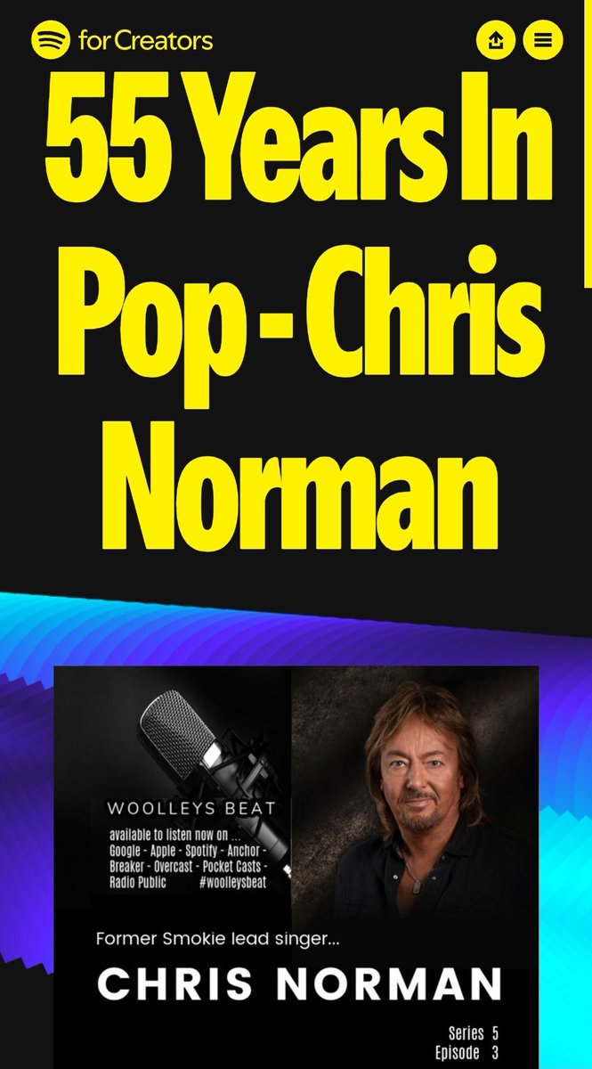 WoolleysBeat's tweet image. Happy New Year to all my podcast listeners around the world. Seems there's a lot of Smokie fans out there as Chris Norman was the 2024 most listened to #woolleysbeat podcast.open.spotify.com/show/3R0BT04Db…