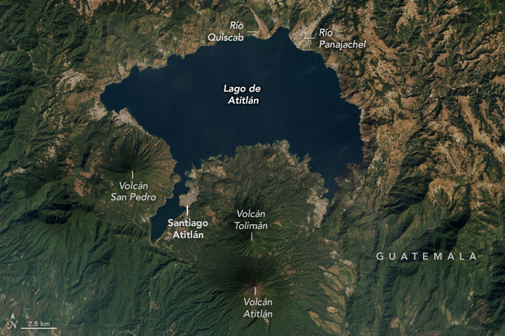 Between 158,000 and 40,000 years ago, a super-eruption dramatically reshaped the landscape of Guatemala, creating Lago de Atitlán. 🌋

#Landsat 8 data were draped over a digital elevation model from NASA’s SRTM to emphasize the area’s terrain. go.nasa.gov/400oNrR