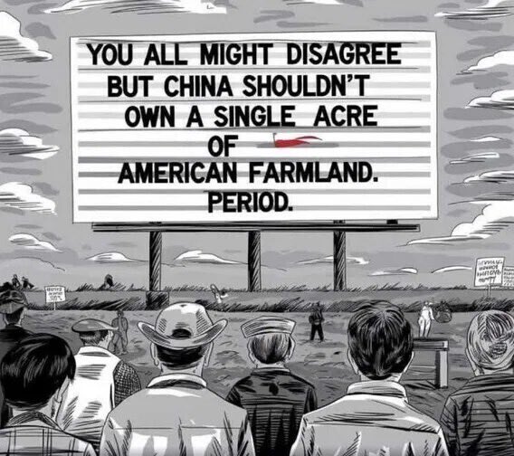 AmericanMama's tweet image. I don’t care who disagrees. 

The Chinese communist party should not own American farmland whether it’s next to our military bases or not.