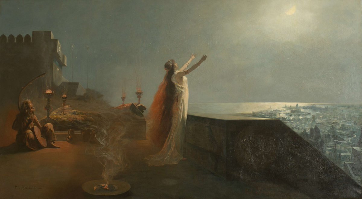 visionocturna_'s tweet photo. "Salammbô (Salambo)" - Jean-Paul Sinibaldi (1885). In private collection, Italy. Auctioned at Artcurial auction house @Artcurial.
#art #fineart #painting #scene #literature #novel #salambo #flaubert #princess #moon #hill #gallery #private #collection #paris #france #italy https://t.co/fJ215vv4VK