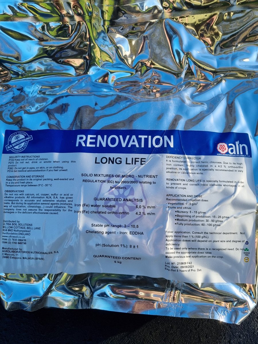 Highly soluble iron, Renovation LONG LIFE for disease protection, long lasting colour and plant health. 100% satisfaction or your money back!