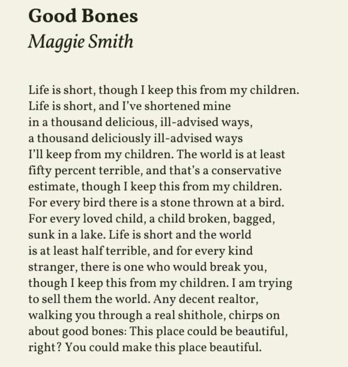 drpmehta's tweet image. How do we sell this world to our children? This poem by Maggie Smith is so thoughtful. #poetrylovers