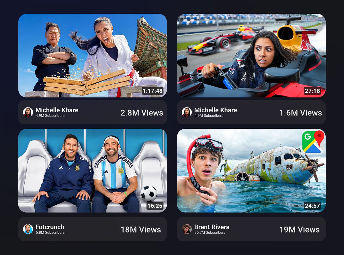 4 recent Youtube thumbnails✏️

Focused on simplicity and realism ft. Michelle Khare, Futcrunch and Brent Rivera.

Which one is your favorite?