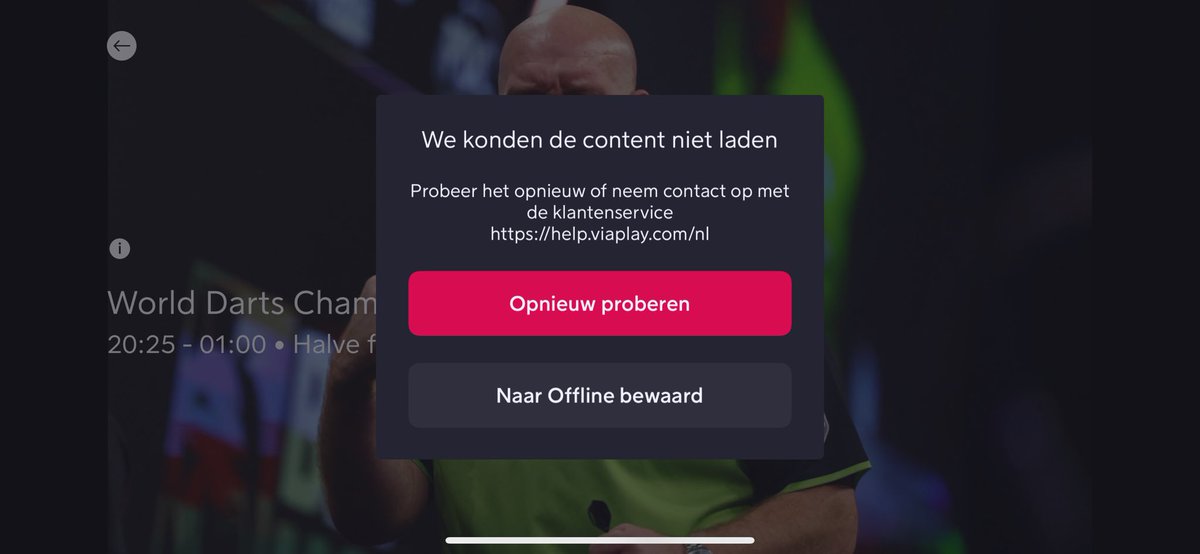 Tering #viaplay hier betaal ik dan 17,99 voor #darts ik verwacht echt het hele maand bedrag terug!