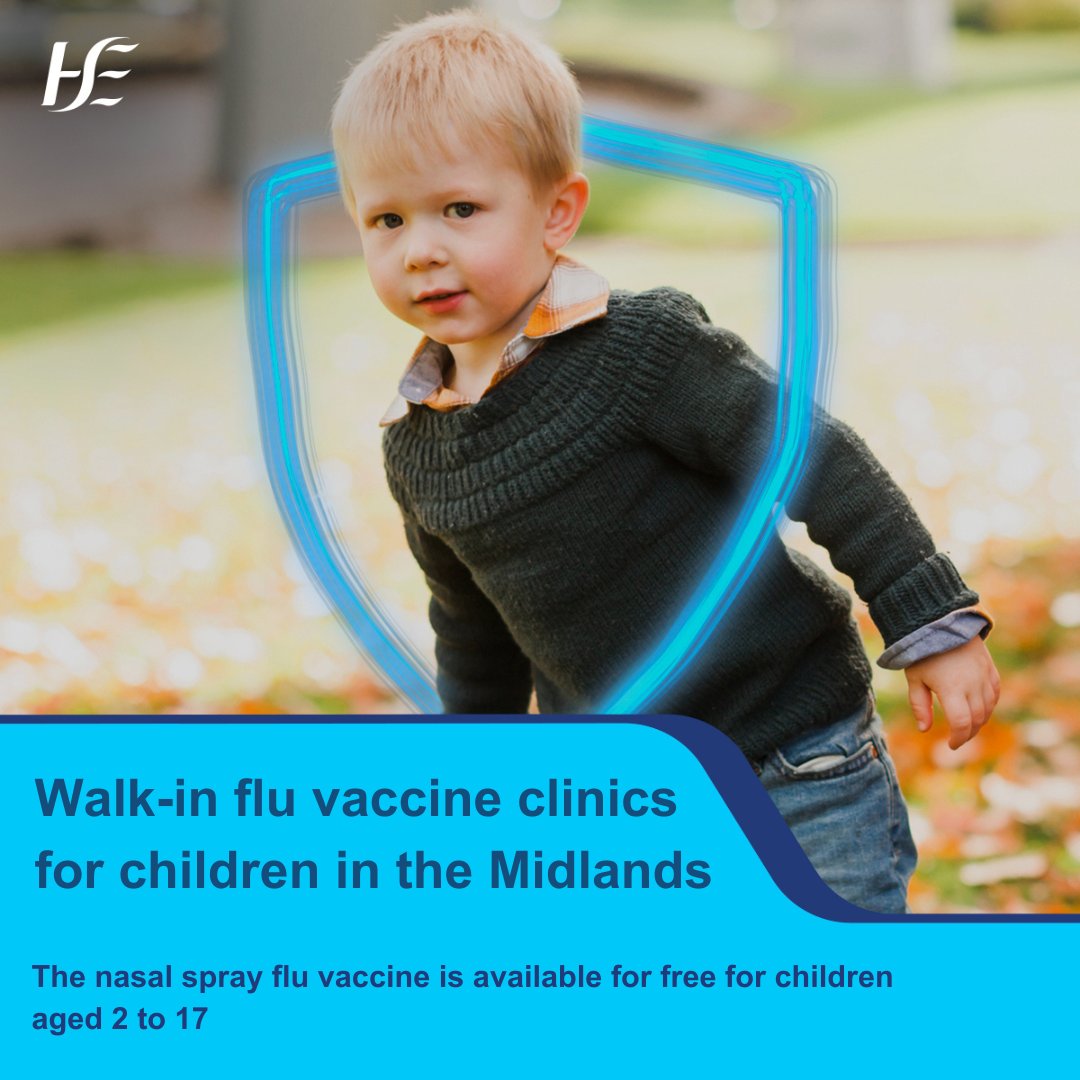 Flu is circulating widely in Ireland. It’s not too late for your child to get vaccinated. We are running walk-in vaccine clinics for children in Westmeath.
A clinic is taking place at Mullingar Primary Care Centre, N91 V6R9 on 3 January: 10am to 4pm
<a href="/westmeathtopic/">Westmeath Topic</a> <a href="/westmeathindo/">WestmeathIndependent</a>