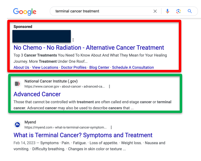 Marco Zenone (@marco_zenone) on Twitter photo When anyone searches for information on cancer treatment options - you shouldn't see ads for scientifically unsupported treatment, or ads targeting people who have exhausted their treatment options. Our new study (unfortunately) finds this is occurring misinforeview.hks.harvard.edu/article/google… When anyone searches for information on cancer treatment options - you shouldn't see ads for scientifically unsupported treatment, or ads targeting people who have exhausted their treatment options. Our new study (unfortunately) finds this is occurring misinforeview.hks.harvard.edu/article/google…