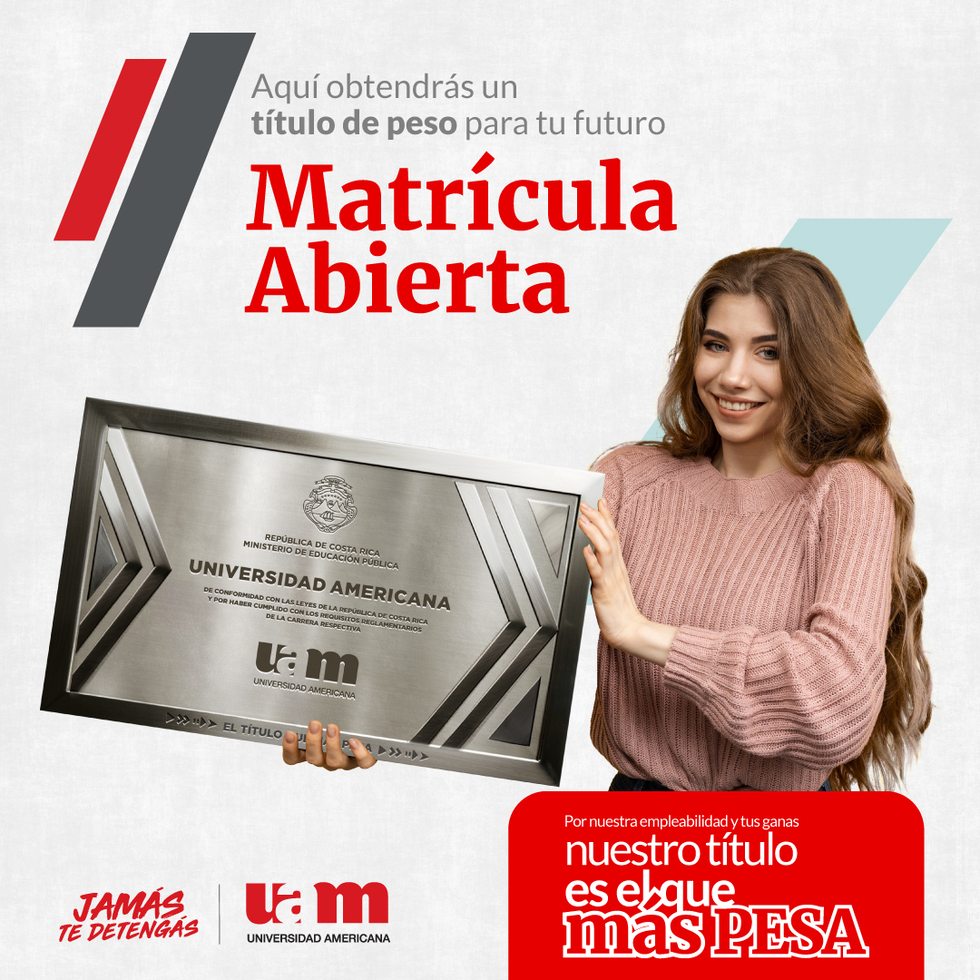🎓 ¡Iniciamos clases este 13 de enero!

📅 Matrícula abierta: Aprovechá la oportunidad de trabajar por el título que más pesa.

💪 Empezá este 2024 alcanzando tus metas y jamás te detengás. 🌟

#MatrículaAbierta #InicioDeLecciones #uamcr