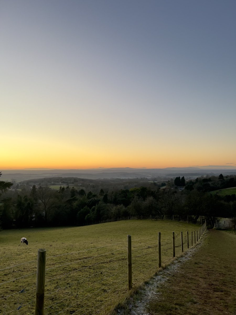The end of a bracing new year walk with A E Housman’s Blue Remembered Hills (Shropshire’s Clee Hills) in the distance