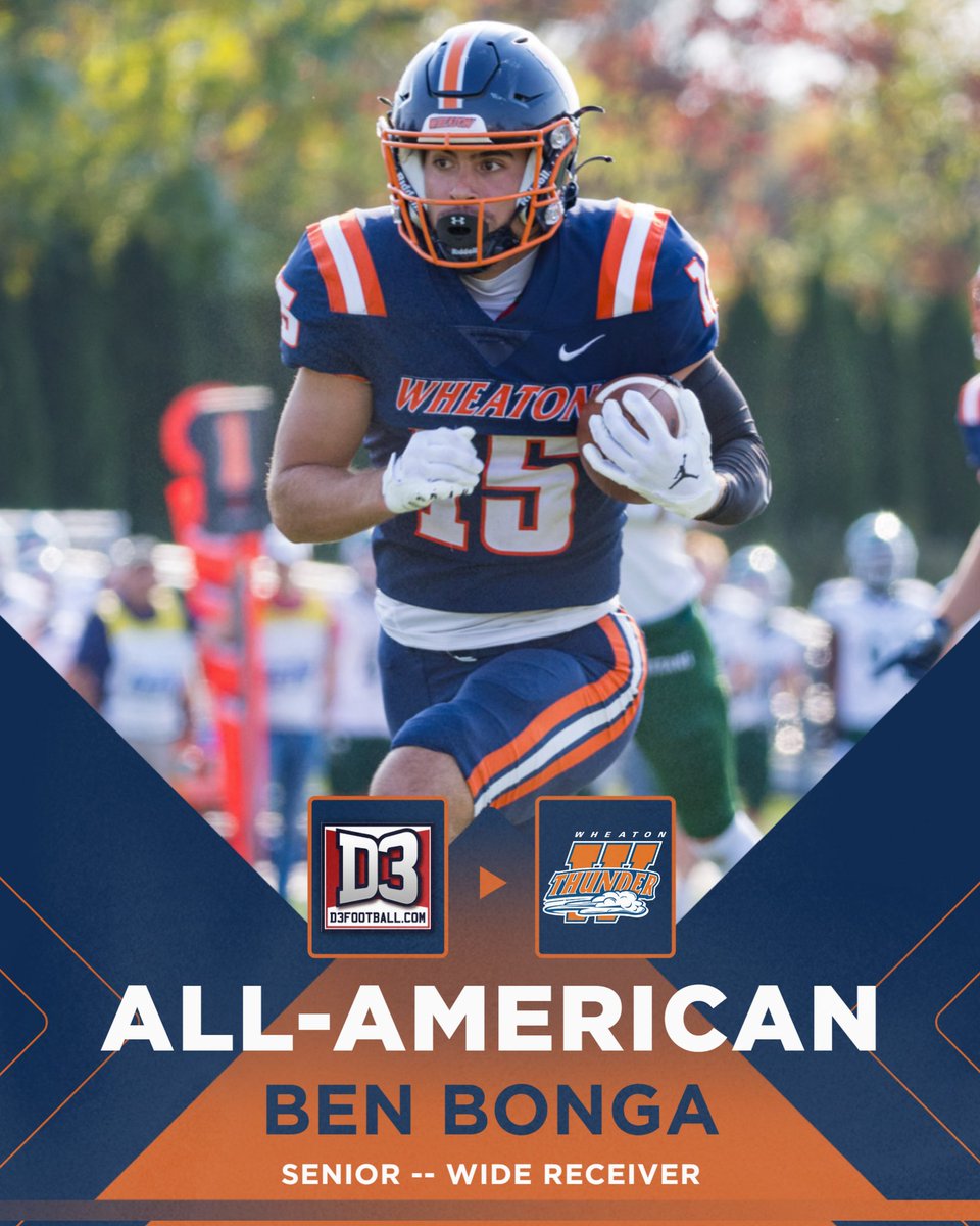 Wheaton Thunder (@wheaton_thunder) on Twitter photo National honors for a decorated duo.
Congratulations to <a href="/WheatonFB/">Wheaton Football</a> 's Peter Johanik and Ben Bonga for being named to the 2024 D3football.com All-America teams!
Both players earn their first career recognition from the organization, with Johanik on the Second Team National honors for a decorated duo.
Congratulations to <a href="/WheatonFB/">Wheaton Football</a> 's Peter Johanik and Ben Bonga for being named to the 2024 D3football.com All-America teams!
Both players earn their first career recognition from the organization, with Johanik on the Second Team