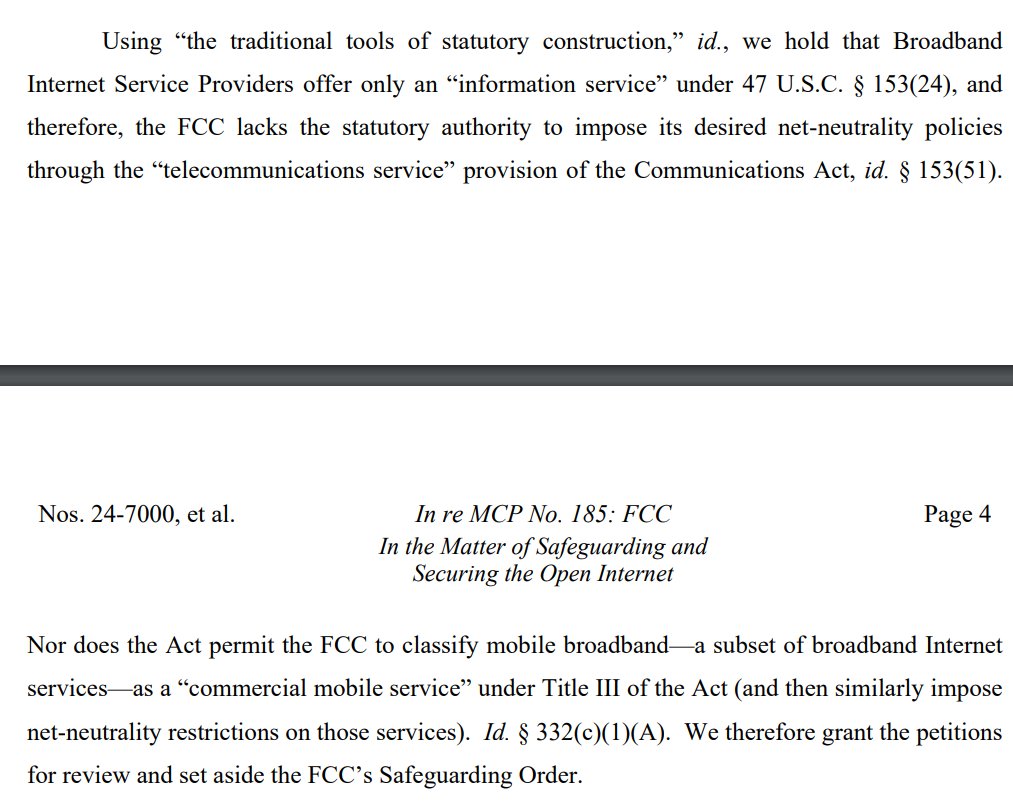 thejoekane's tweet image. Win for consumers: 6th Circuit has struck down the FCC&apos;s misguided and illegal attempt to regulate the Internet like the old telephone monopoly. #netneutrality