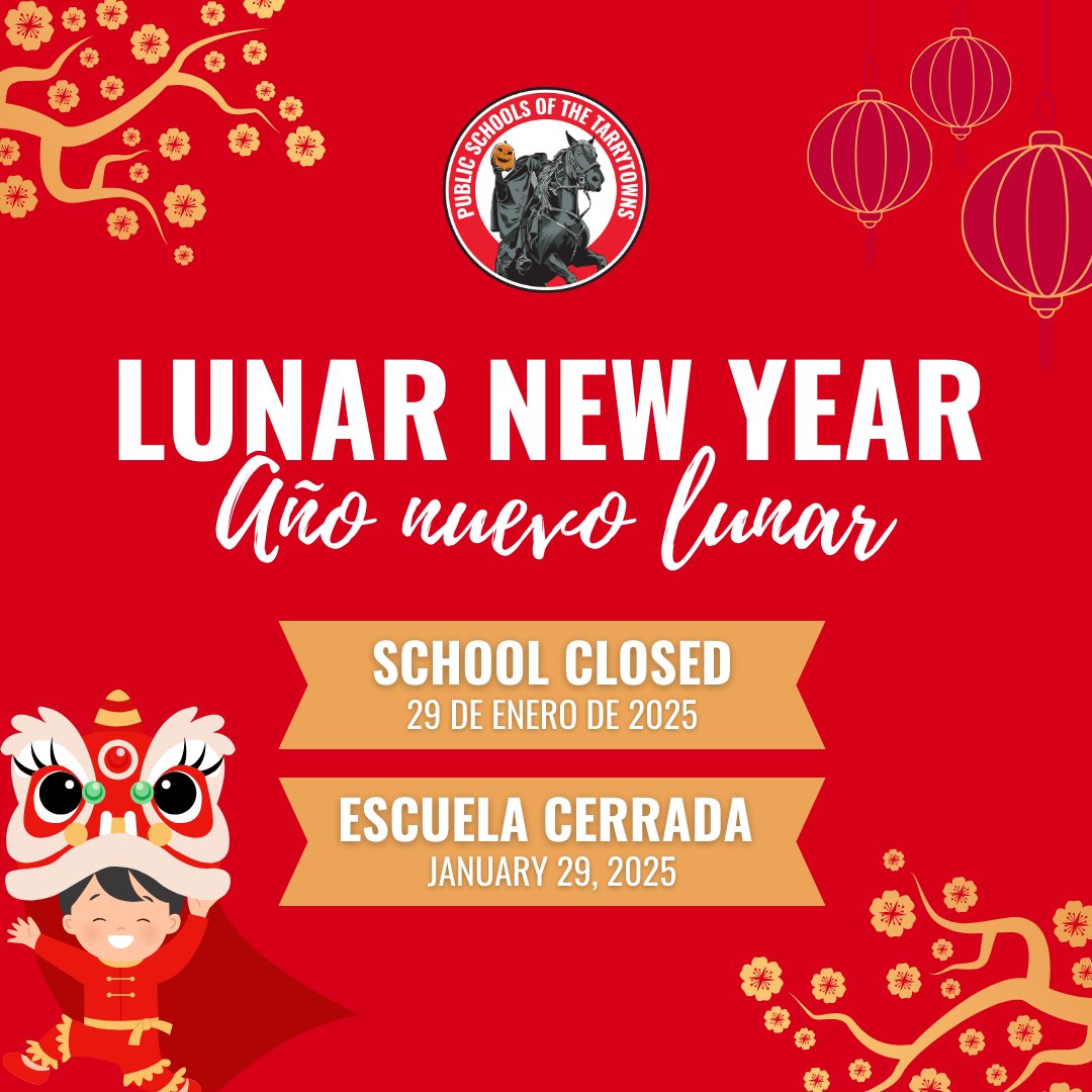 📅 School will be closed on Wednesday, January 29, in celebration of Lunar New Year. 🧧