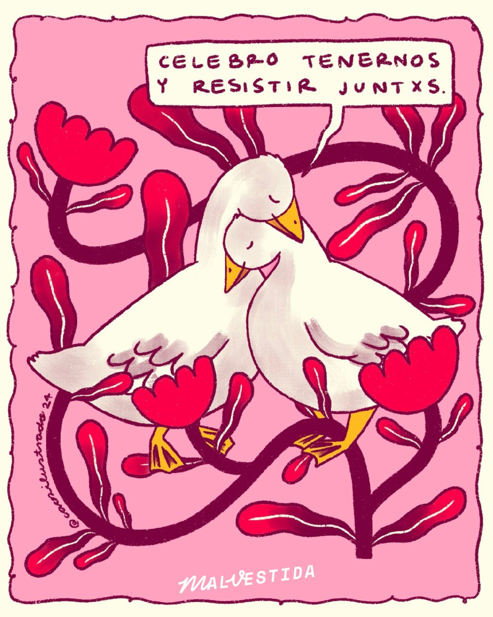 🤔El mundo está pasando por muchas experiencias fuertes y dolorosas. Con la mira y la conciencia en ellas, también celebramos esos abrazos, vínculos, espacios, donde podemos resistir juntes. 
Allí vamos, 2025 ✨

🎨Arte increíble de Caos Ilustrado para Malvestida.