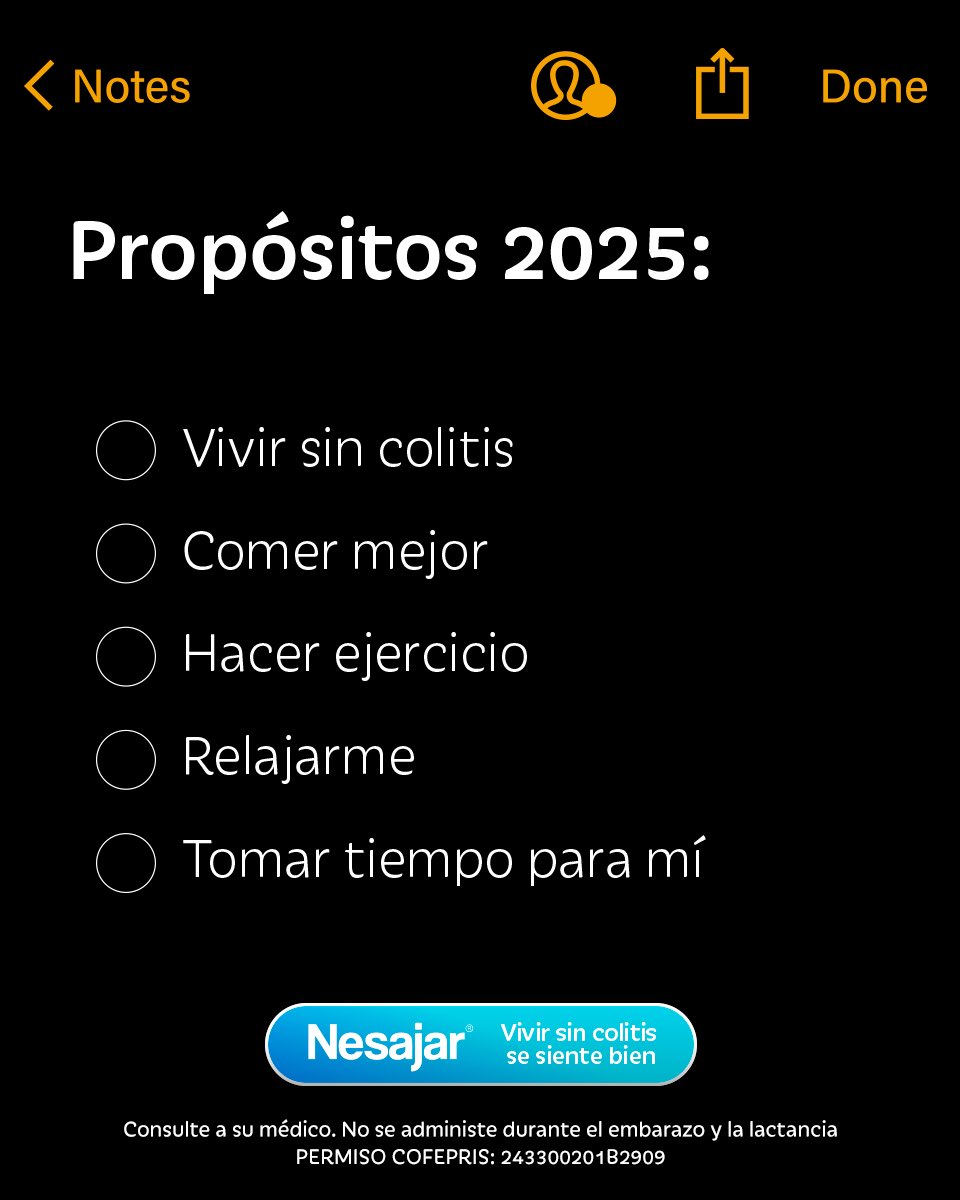 nesajar's tweet photo. Con Nesajar, dale check a toda la lista, porque vivir sin colitis se siente bien. ☺️ https://t.co/RPGik8qszX