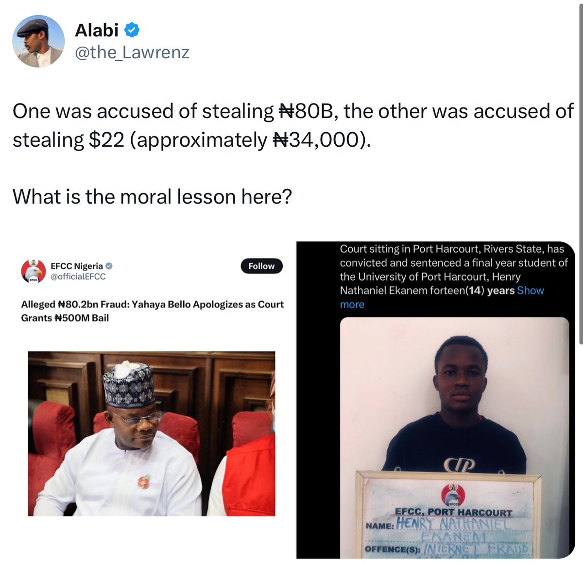 robzidy's tweet photo. @NigeriaStories My advice: if you want to ste@l, ste@l BIG https://t.co/JVU8GksfYt