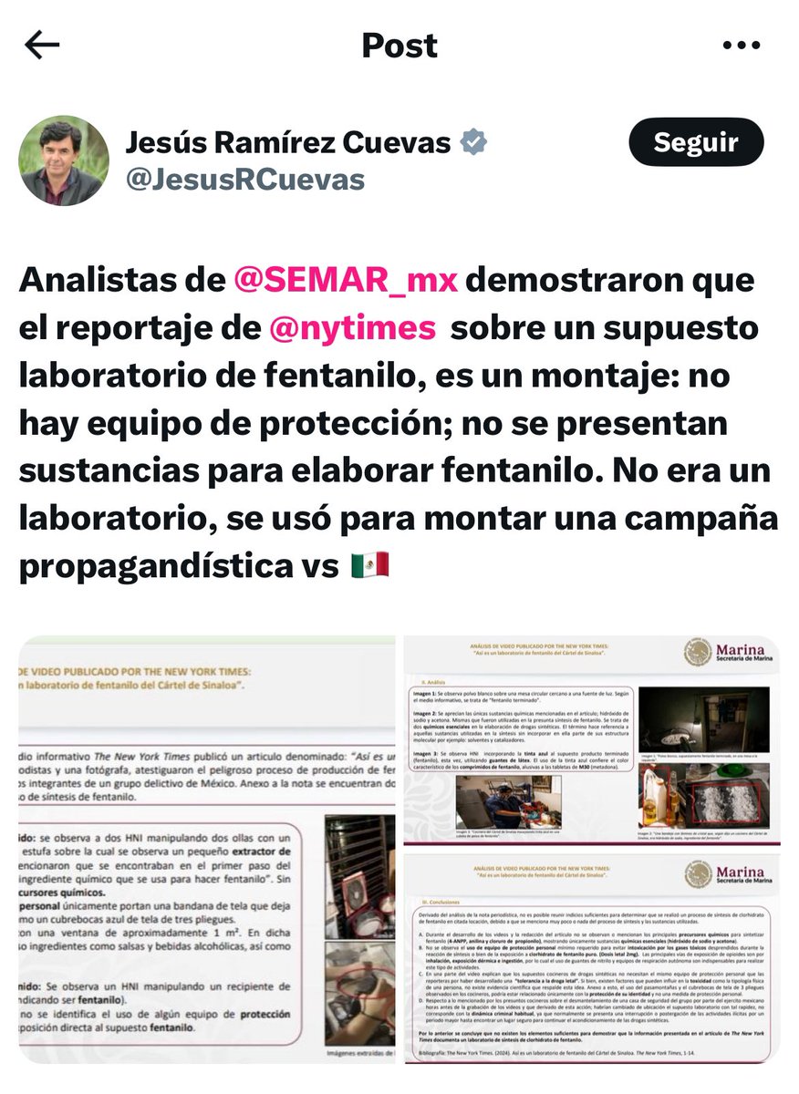 malusita76's tweet image. #2Enero 
#Excelsa comienza el año moviendo todo el aparato de gobierno para defender a los narcos 😵‍💫, llevó doctores, químicos y a los aplaudidores para defender que haya laboratorios de #Fentanilo en México, pero no son como los presentó el @nytimeses @nytimes 

Narco gobierno…