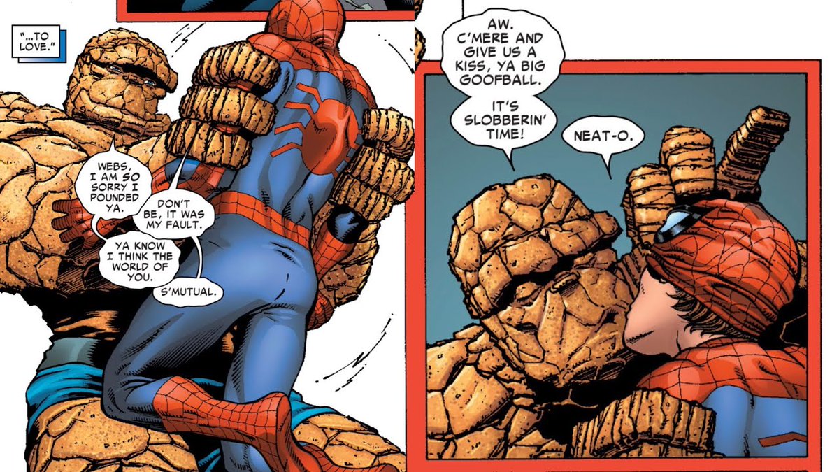 SmokeyFiend's tweet photo. I can't wait for The Thing and Spider-man to make out in the corner while my Luna is getting jumped by Venom ❤️🧡 https://t.co/NYyd8lmsXE